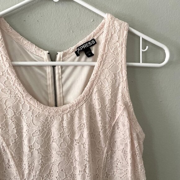 Express blush pink light sleeveless lace summer sundress fit and flare nylon - Picture 2 of 6